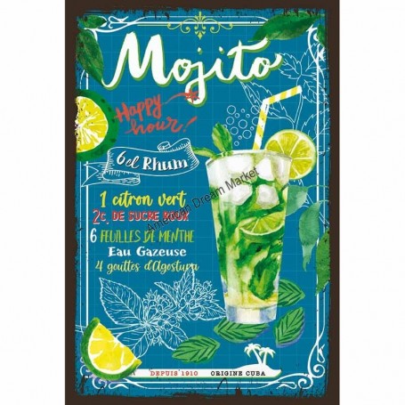 Plaque metal cocktail mojito