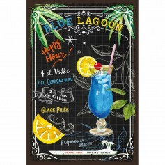 Plaque metal cocktail blue lagoon