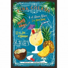 Plaque metal cocktail pina colada