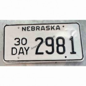License plate nebraska state 30 day