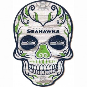 Plaque bois sugar skull seahawks