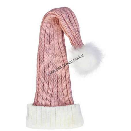 Coarse knitted santa hat pink