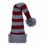 Coarse knitted santa hat grey and deep red stripes