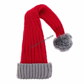 Coarse knitted santa hat grey red