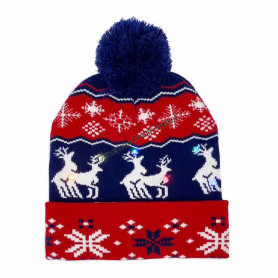 Xmas beanie with blinking light making rudolph