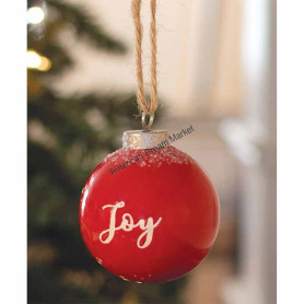 Red ceramic christmas ornament joy