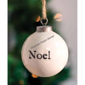 White ceramic christmas ornament noel