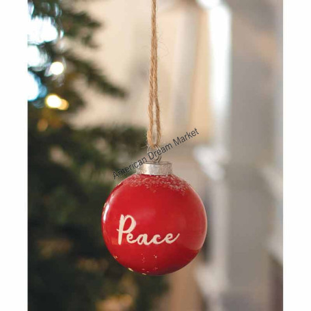 Red ceramic christmas ornament peace