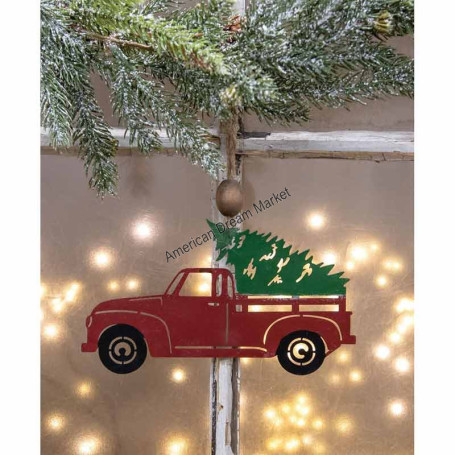 Christmas truck iron ornament