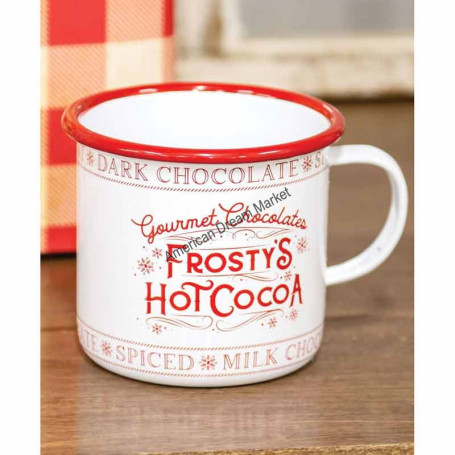 Frosty s hot cocoa enamel mug