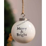 White ceramic christmas ornament merry and bright