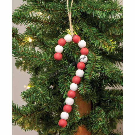 Large candy cane beaded ornament