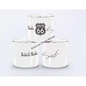 Tasse metal route 66 blanche