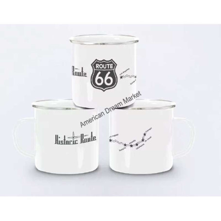 Tasse metal route 66 blanche