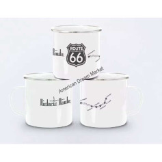 Tasse metal route 66 blanche