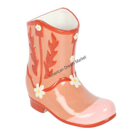 Vase botte de cow boy rose