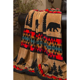 Plush throw blanket bear trail