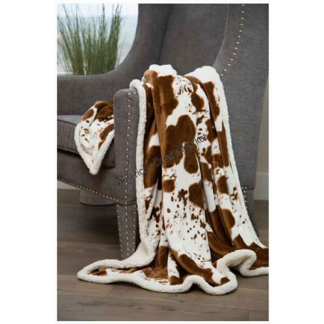 Plush throw blanket cowhide hair