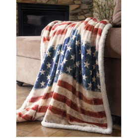 Plush throw blanket wrangler usa flag