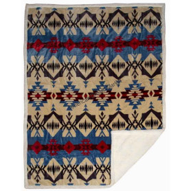 Plush throw blanket southwest aztec blue
