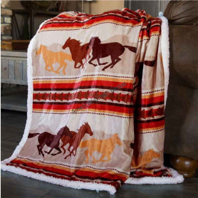 Plush throw blanket southwest running horse