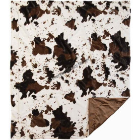 Plush throw blanket cowhide faux fur