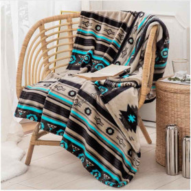 Plush throw blanket light aztec
