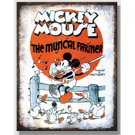 Plaque metal mickey mouse musical farmer