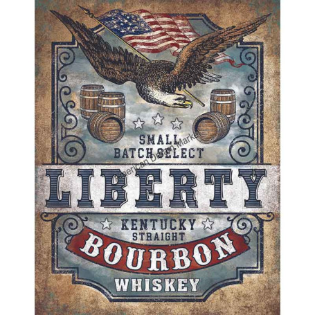 Plaque metal liberty bourbon