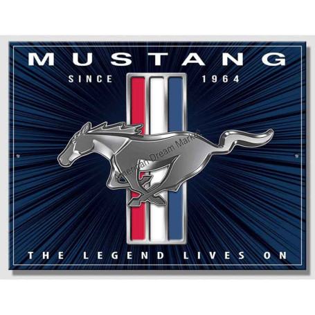 Plaque metal small mustang lives on