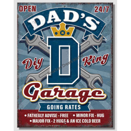 Plaque metal small dad s garage