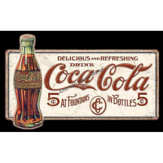 Plaque metal large coke 5 cents