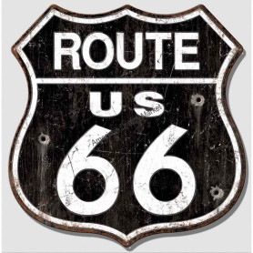Plaque metal large route 66 distressed
