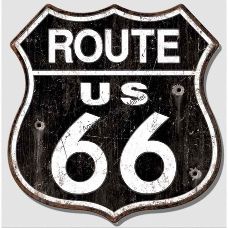 Plaque metal large route 66 distressed