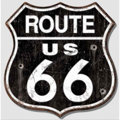 Plaque metal large route 66 distressed