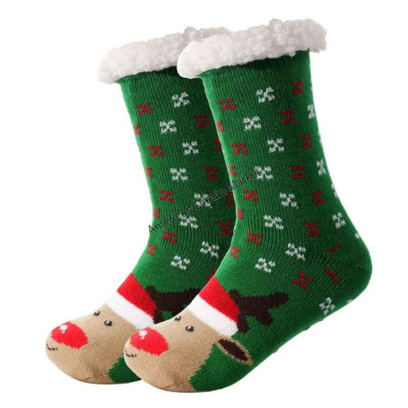 Christmas cozy socks rudolph green kids