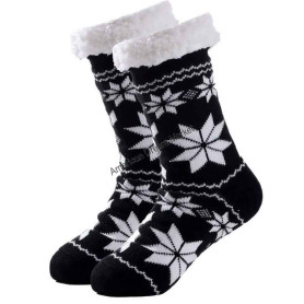 Christmas cozy socks snowflakes black
