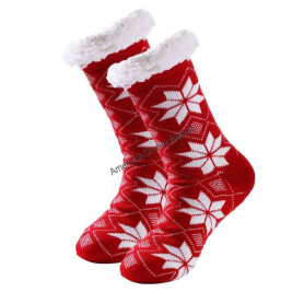 Christmas cozy socks snowflakes red