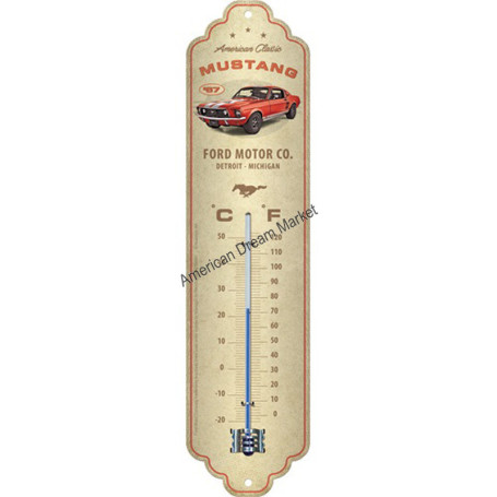 Nostalgic art thermometre ford mustang GT 1967 red