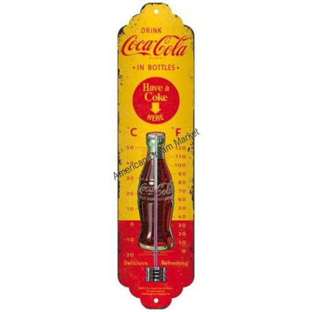 Nostalgic art thermometre coca cola yellow