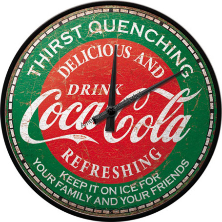 Nostalgic art horloge coca cola thirst quenching green