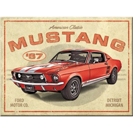 Nostalgic art magnet ford mustang GT 1967 red