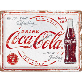 Plaque nostlagic art drink coca cola white