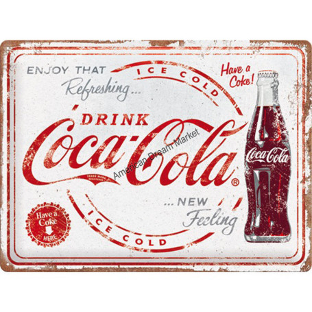 Plaque nostlagic art drink coca cola white