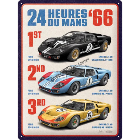 Plaque nostlagic art ford 24 heures du mans 66