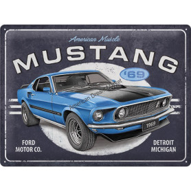 Plaque nostlagic art ford mustang 1969