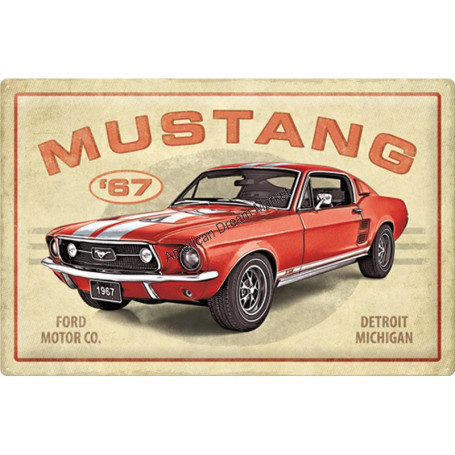 Plaque nostlagic art ford mustang 1967