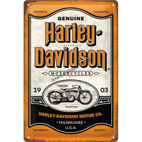 Plaque genuine motorcycles harley 3D MM