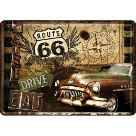 Metal card route 66 eat and drive