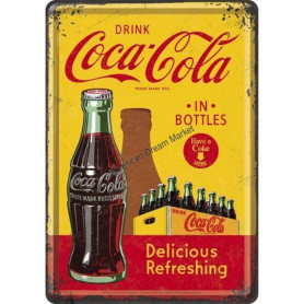 Metal card coca cola drink yellow